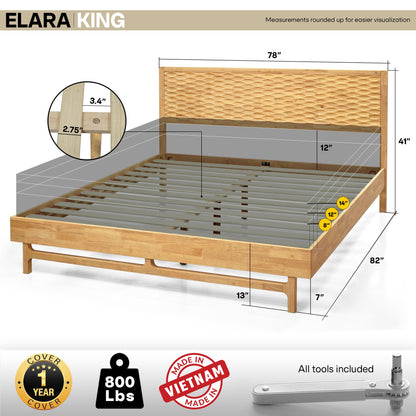 Elara Solid Wood Bed Frame