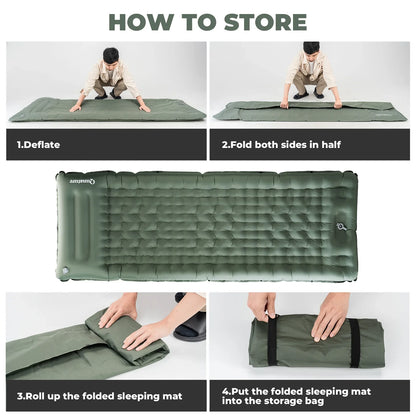 Ultra-Light Inflatable Sleeping Pad with Built-in Pillow for Outdoor Camping