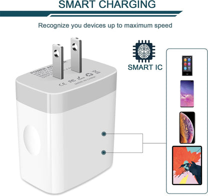 USB Charger Adapter, 2-Pack  4.8A 4-Muti Port Phone Wall Plug Fast Charging Block Box for Iphone 17 16 15 14 13 12 Pro Max 11 SE 10 XR XS, Samsung Galaxy, Moto, LG, Pixel, Power Cube Base Brick