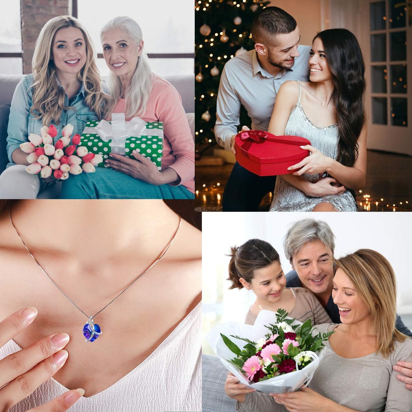 Preserved Real Rose with Heart Necklace, Eternal Flowers I Love You Gifts for Mom Grandma Wife Girlfriend on Mothers Day, Christmas, Valentines, Anniversary, Birthday Gifts for Women, Purple