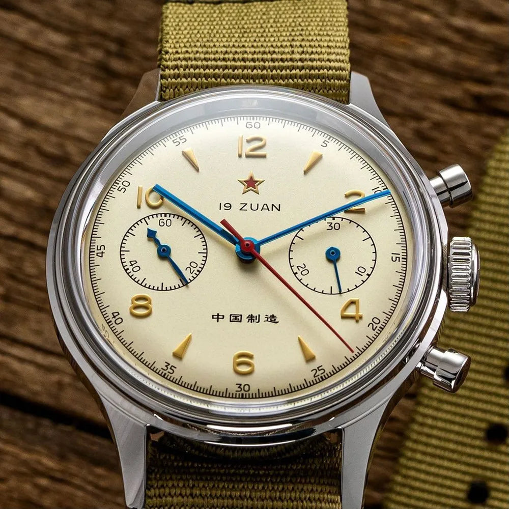 38Mm Men'S 1963 Chronograph Mechanical Watch Pilot with Seagull Movement ST1901 Air Force Aviation Sapphire Goose 40Mm