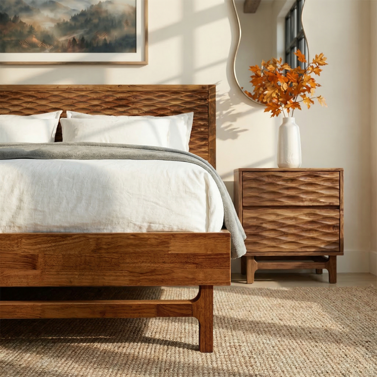 Elara Solid Wood Bed Frame