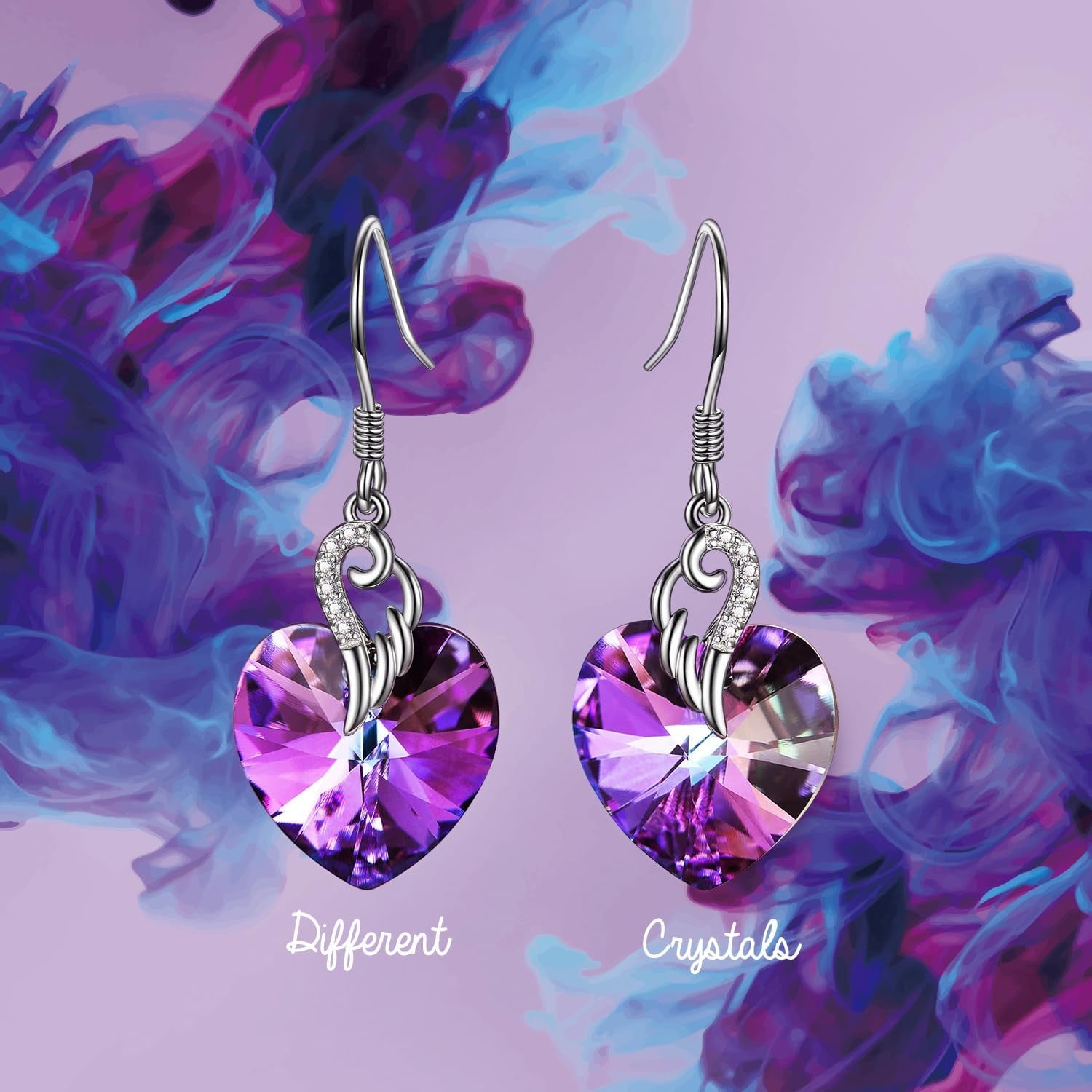Austrian Crystal Heart Dangle Earrings Sterling Silver Heart Earrings Christmas Birthday Anniversary Jewelry Gifts for Women Wife