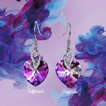 Austrian Crystal Heart Dangle Earrings Sterling Silver Heart Earrings Christmas Birthday Anniversary Jewelry Gifts for Women Wife