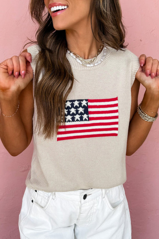 Americana USA Flag Sleeveless Knit Sweater